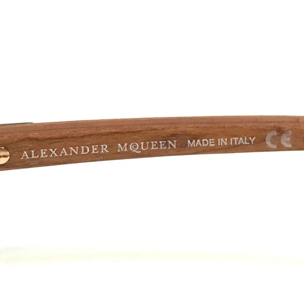 Alexander McQueen Eyeglasses Frames AMQ4183 WCX Matte Gold Brown Wood 53-18-135